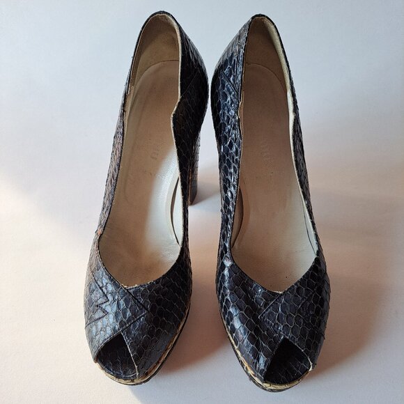 Miu Miu Runway Python Dark Blue Platform Heels Shoes Size 36 / US 6 - Picture 4 of 16